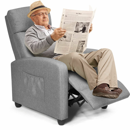 Recliner Armchair with Reclining Function and Adjustable Leg Rest, Upholstered Padded Single Sofa Seat, Home Office Living Room Lounge Chairs for