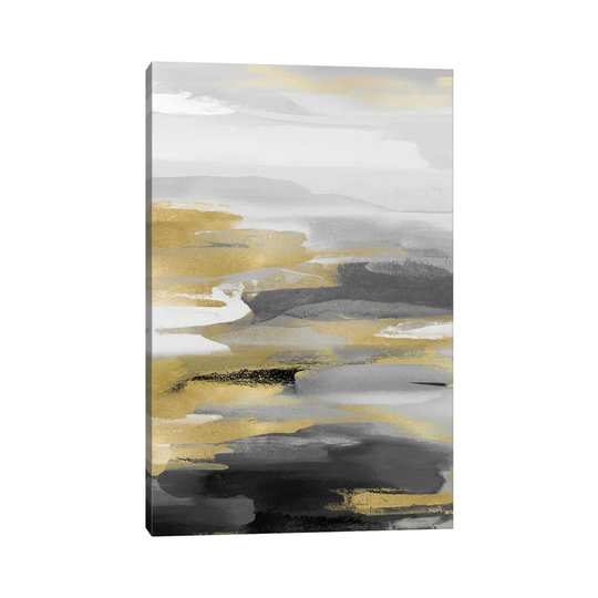 Intuition Black and Gold by Jackie Hanson - Wrapped Canvas Art Prints