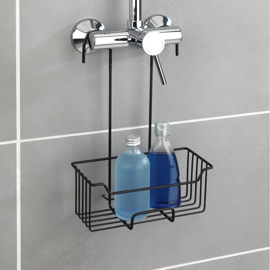 WENKO Thermostatic Shower Caddy Milo Black Matt, stainless steel