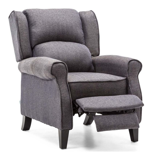 Eaton herringbone recliner chair - blue