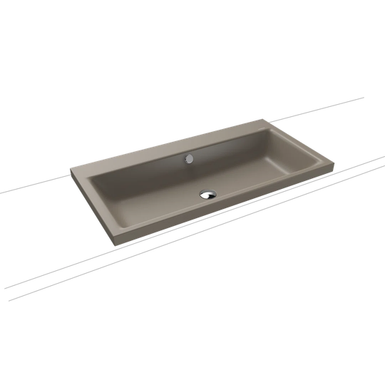Puro Warm Grey Steel Enamel Rectangular Bathroom Sink