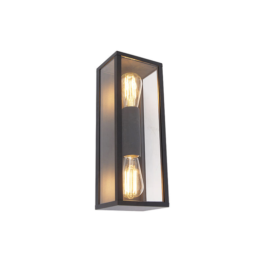 Industrial wall lamp black 38 cm 2-light IP44 - Charlois - Black