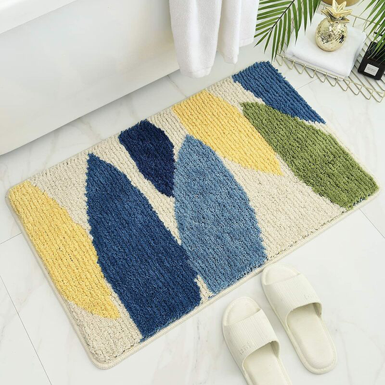 Perlerare - Non-Slip Bath Mat, 45 x 65cm, Forest Leaf, Super Soft Water Absorbent Bathroom Mat, Machine Washable, Bathroom Rug, Shower, Bedroom,