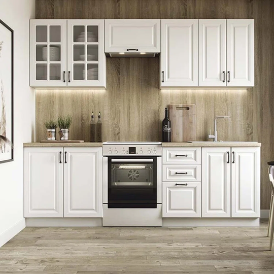 Wray 82Cm H x 240Cm W x 46Cm D Particleboard Kitchen Cabinet Set