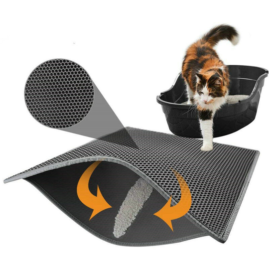 Cat Litter Mat, Double Layer Waterproof Honeycomb Foldable Cat Floor Protection Mat and Easy Clean Mat 40 x 50cm