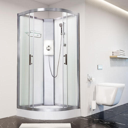 Vidalux Pure E Shower Cabin 900mm with White Triton Aspirante Electric Shower 9.5kW - White