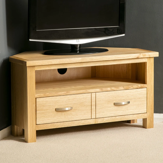 90Cm Light Oak Corner Tv Unit