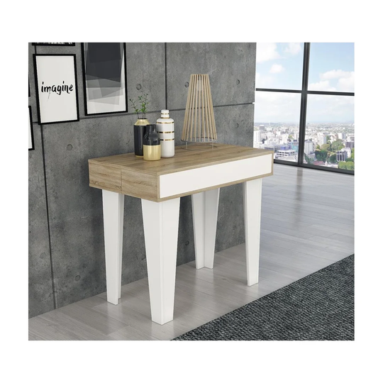 Nordic Kl Extendable Table Up To 237 Cm In Matte White/brushed Oak Colour