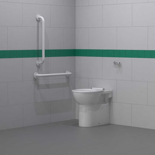 Nymas NymaCARE Back to Wall Ambulant Doc M Toilet Pack with White Concealed Fixings Grab Rails