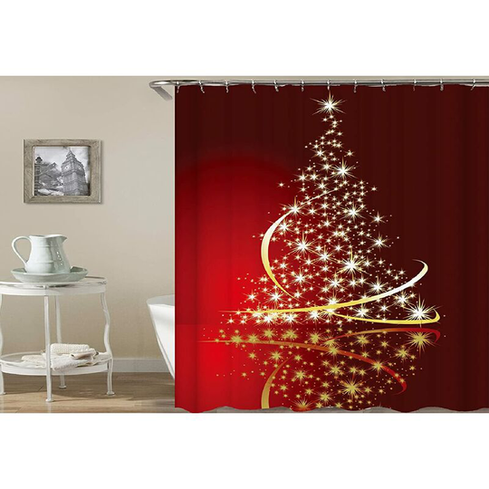 1 Piece Christmas Fabric Shower Curtain Machine Washable Shower Curtain for Bathtub and Bathroom Washable Mildew Proof Antibacterial Polyester W180 x