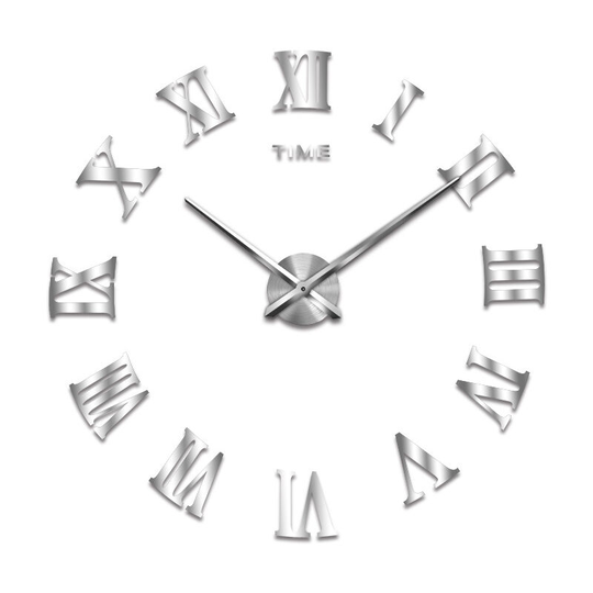BetterLife Creative Large Acrylic Mirror diy Wall Clock Roman Living Room Living Room Wallroom Sticker Clock All Silver