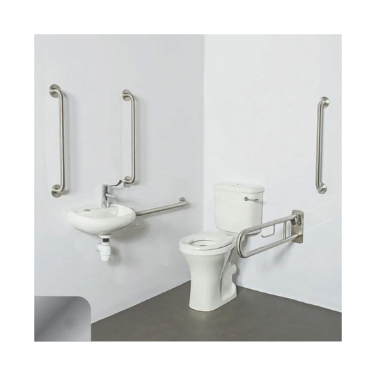 Nyma pro Close Coupled Lockable Lid Doc m Pack White - 5 x Polished Grab Rails - Nymas