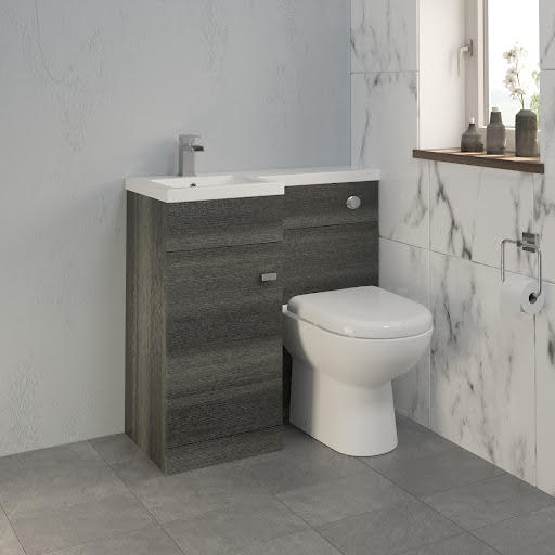 Aurora Toilet & Basin Vanity Unit Combination with Doors - 900mm Charcoal Grey Left Hand