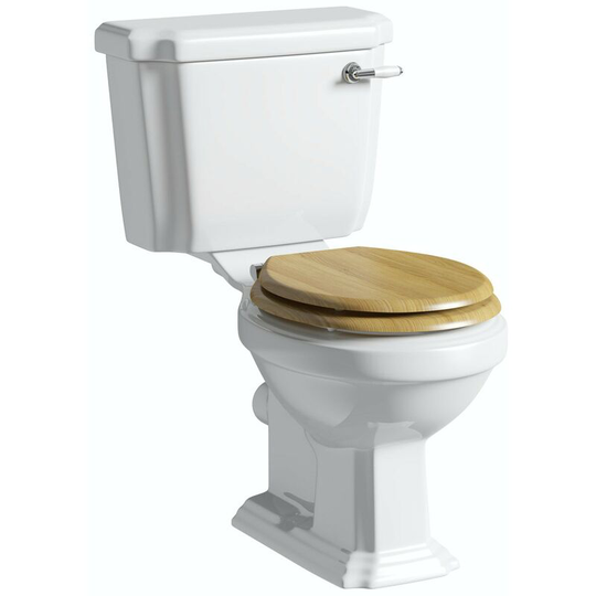 Dulwich close coupled toilet with mdf toilet - White/Oak effect - Orchard