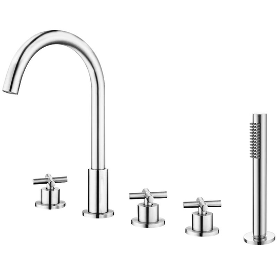 Kroos - Brass bath-shower mixer tap on chrome-plated deck - C?falu