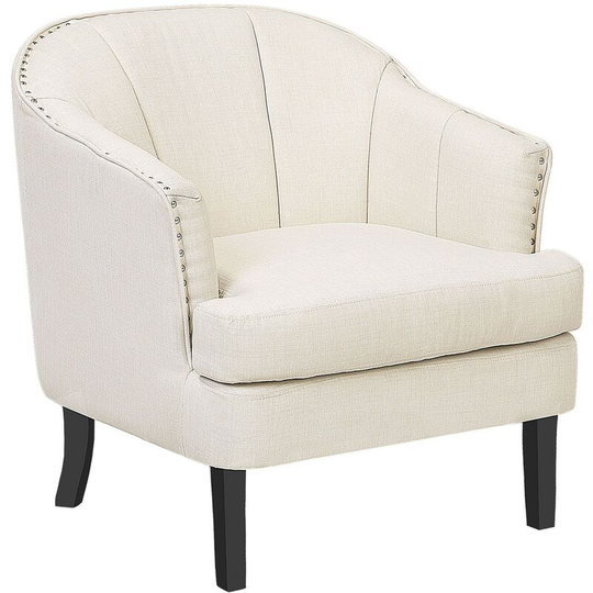 Beliani - Modern Fabric Armchair Polyester Recessed Arms Solid Wood Beige Elverum - Beige