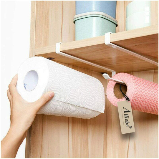 2 pcs Paper towel dispenser under cabinet paper roll holder without drilling for kitchen bathroom