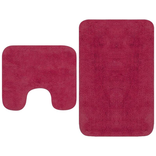 Hommoo - Bathroom Mat Set 2 Pieces Fabric Fuchsia