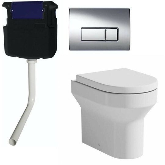 Wharfe back to wall toilet with soft close seat, concealed cistern and push plate - White - Orchard