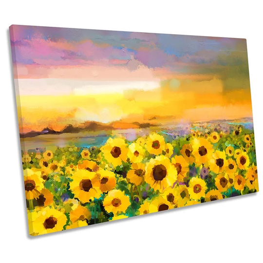 Sunflower Yellow Sunset Repro CANVAS WALL ARTWORK Print Art
