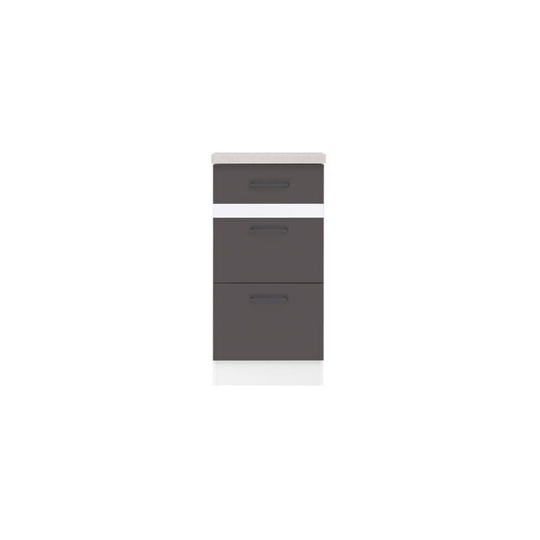 400 Drawer Kitchen Base Cabinet Unit Lower 40cm Cupboard Storage Grey White Junona - Grey / White