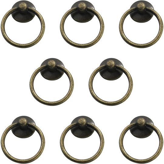 8 Pieces of Retro Door Handles, Round Drawer Cabinet Handles, Antique Zinc Alloy Cabinet Handles, Cabinet Drawer French Doors (Bronze)