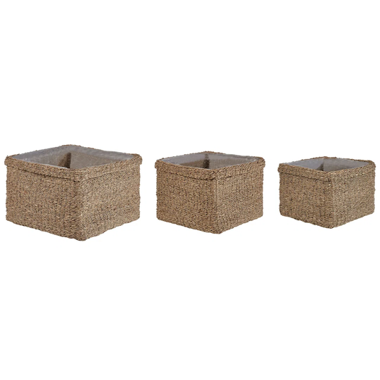 Set Of 3 Seagrass Plant Pots Baskets Natural RIVULINE