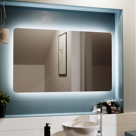 Neshome - Bathroom Modern led IP44 Illuminated Rectangular Demister Mirror 1000 x 600mm