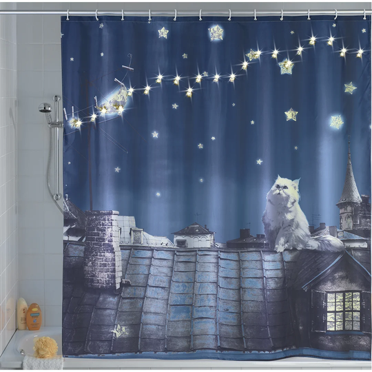 Deason Moon Cat Shower Curtain