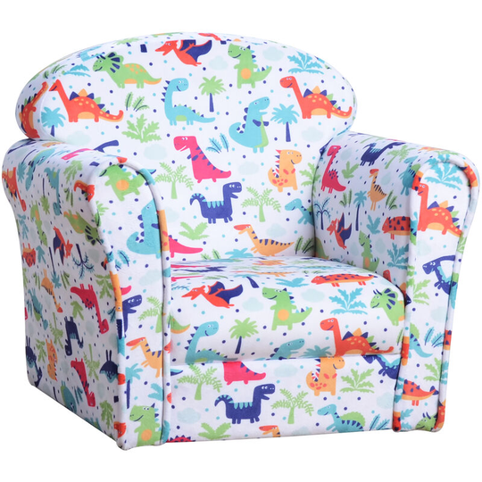 Children's Armchair Kids Sofa Tub Chair Seat Cartoon Flannel Wooden - Multi-colour - Homcom