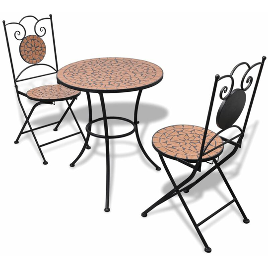 3 Piece Bistro Set Ceramic Tile Terracotta - Brown