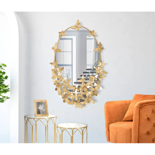 Oullins Oval Metal Framed Wall Mounted Accent in Gold