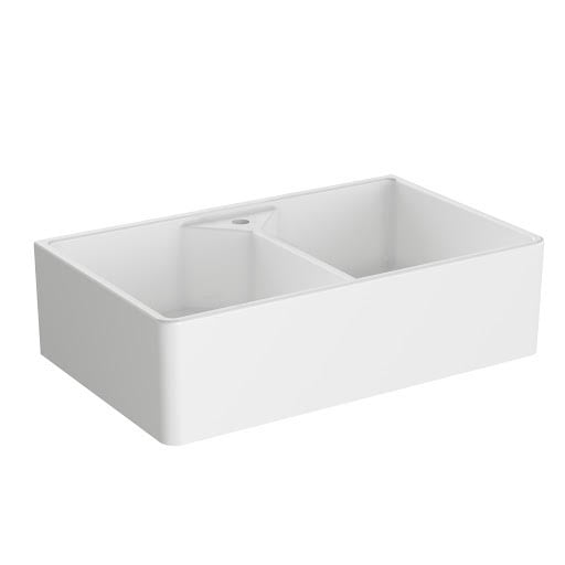 Reginox Dublin Ceramic Belfast Double Bowl Kitchen Sink with Waste Included