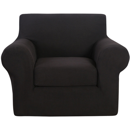 2-piece Set Elastic Stretch Sofa Armchair Cover Solid Color Couch Slipcover black 90-140cm 1Seat