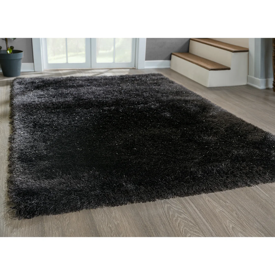 Erma Glossy Hand Knotted Anthracite Rug
