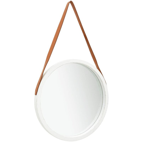 Wall Mirror with Strap 50 cm White - Hommoo