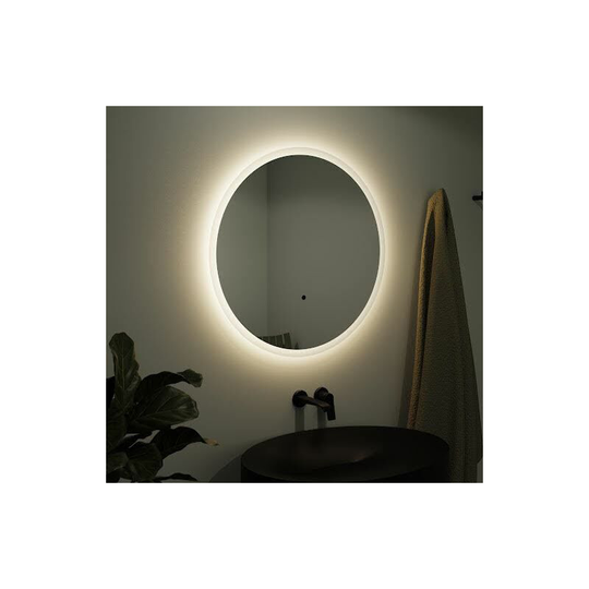 Round Bathroom Mirror led Illuminated Demister Pad Polished Frameless 600 x 600 - Silver