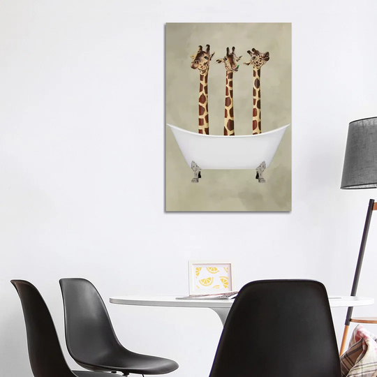 Giraffes in Bathtub by Coco de Paris - Graphic Art Print on Canvas