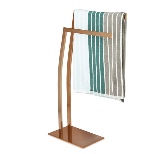 Wimedo Corner Towel Rack, Size: 80 x 32 x 20 cm Stainless Steel Free-Standing Towel Stand with 2 Rails, Copper - Relaxdays