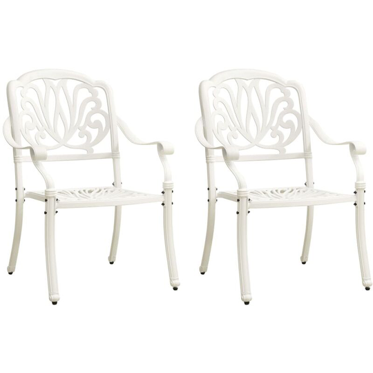 Garden Chairs 2 pcs Cast Aluminium White FF315569_UK - Topdeal