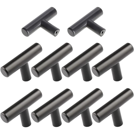 Perlerare - Set of 10 Kitchen Cabinet Handles Black Cabinet Handle - Drawer Handle Center Distance Kitchen Door Handles, Stainless Steel Cabinet
