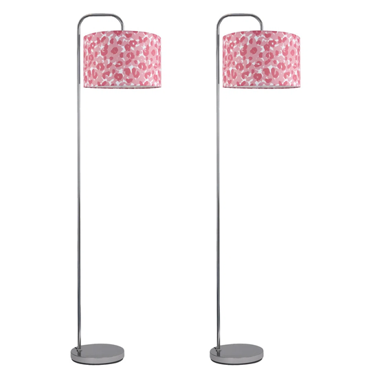 Batch 155.5cm Chrome Arched/Arc Floor Lamp Set
