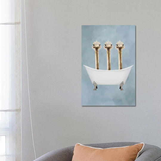 Ostriches in Bathtub by Coco de Paris - Art Prints Print on Canvas