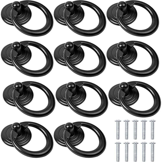 10 pieces black cabinet handle metal door handle drawer ring classic handle round furniture
