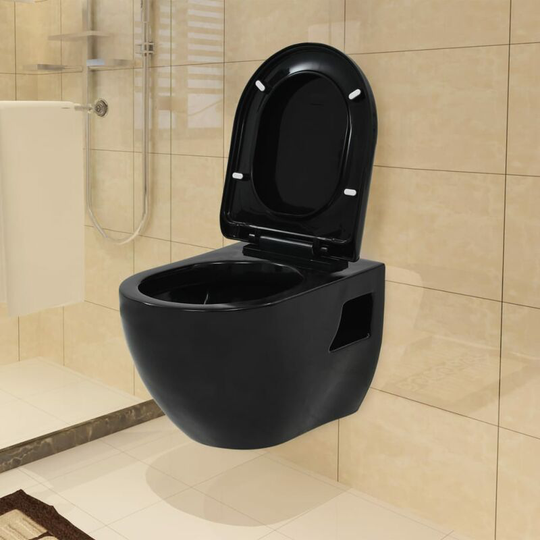 Wall-Hung Toilet Ceramic Black - Black