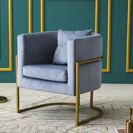 Cherry Tree Furniture gracie Velvet Armchair Tub Chair with Cushion & Metal Frame Blue - Blue