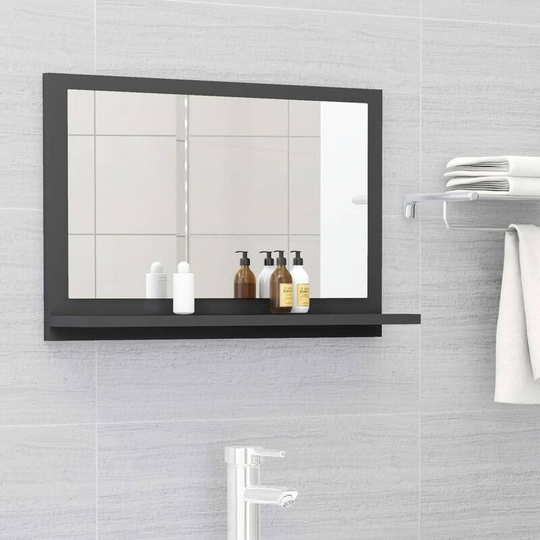 Bathroom Mirror Grey 60x10.5x37 cm Chipboard FF804564_UK - Topdeal