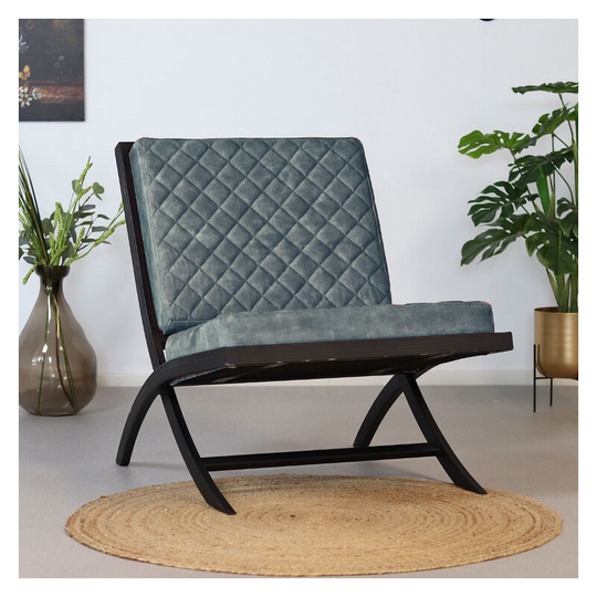 Velvet Armchair Madrid Blue - Blue