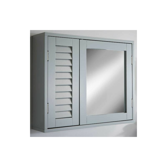 Vale Designs Double Door Bathroom Mirror Cabinet Grey Raphia