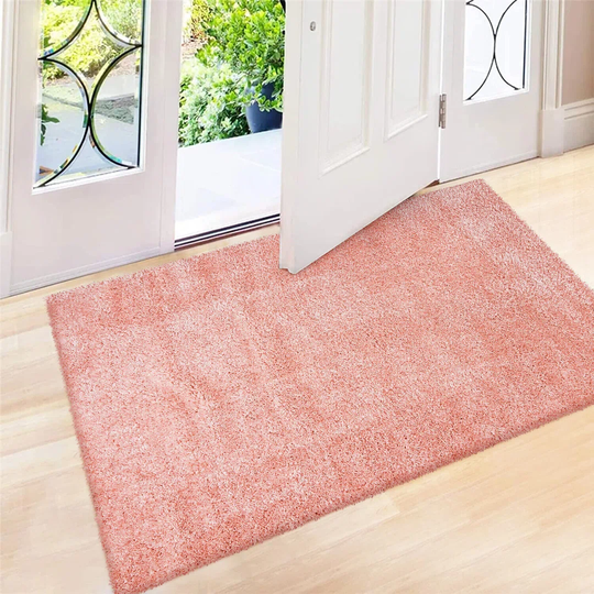 Laanthony Solid Colour Shaggy Pink Indoor / Outdoor Area Rug